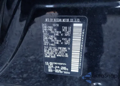 2019 Nissan Armada Sv из США, поврежденный, VIN JN8AY2ND1K9087074